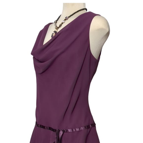 Tradition petite 14p 100% polyester midi layered dress purple - Picture 6 of 13